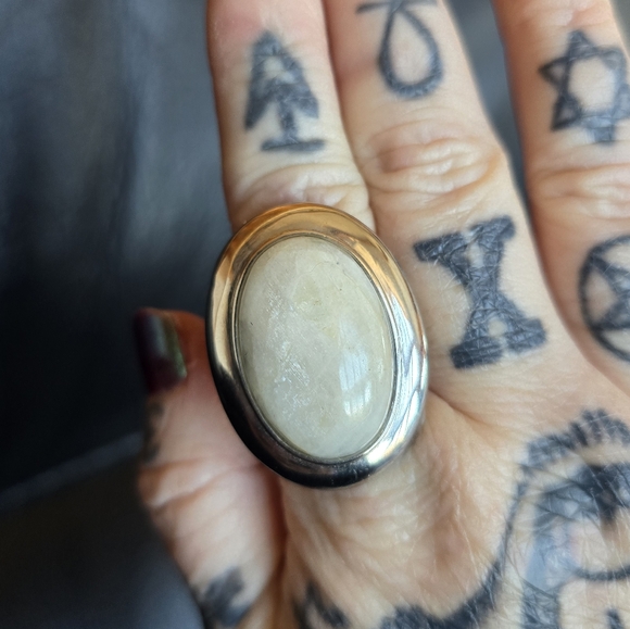 Discontinued Evil Pawn Jewelry Moonstone Lilith Oval Ring - Picture 1 of 8